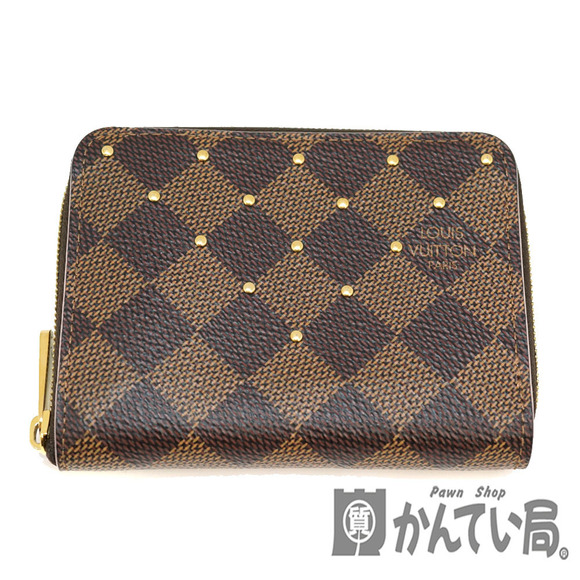 Louis Vuitton Ebene Coin Brown Damier Zip Pink Studs Zippy - Picture 1 of 12